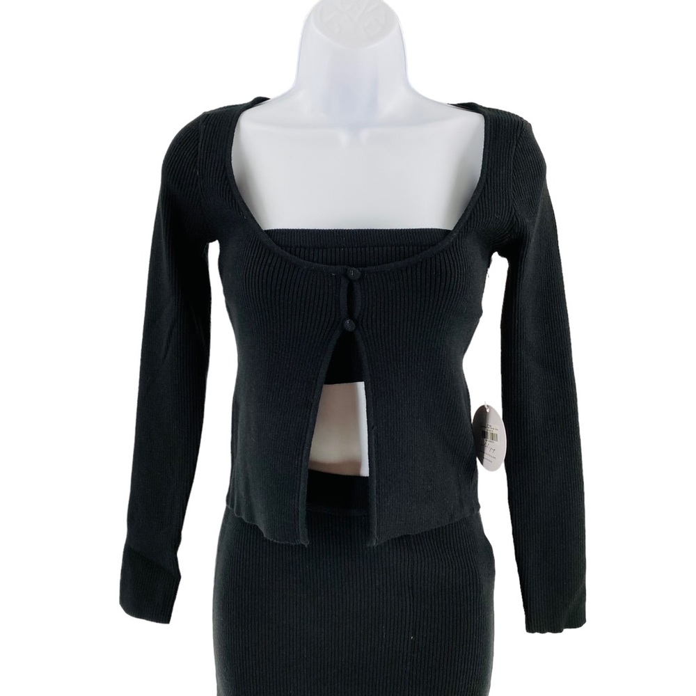 Petal & Pup NEW Luna 3 Piece Knitted Set Black Sweater Midi Dress Size XS - Picture 6 of 14